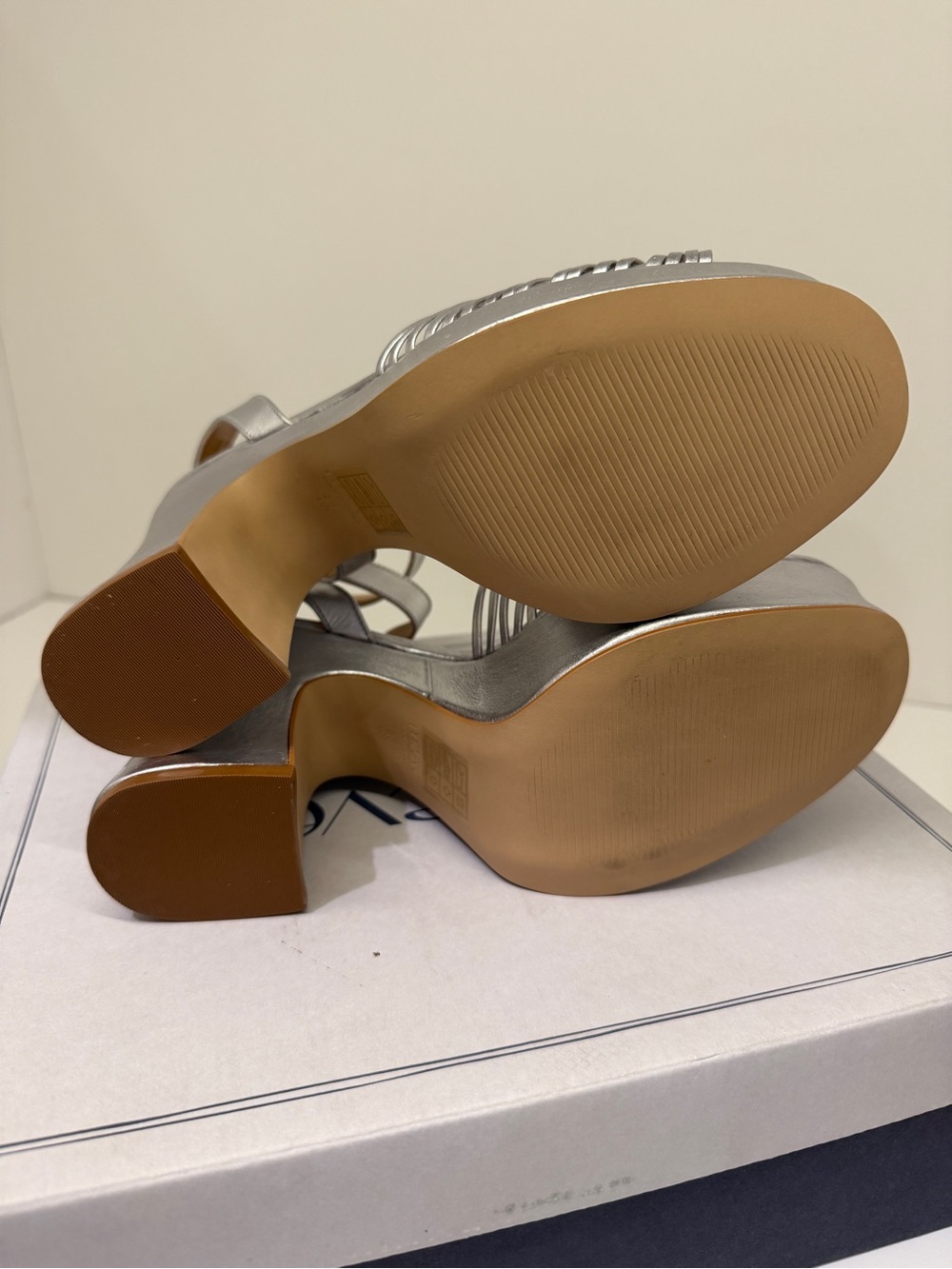 NWT Anthropology Maeve Platform Heels in Silver - Picture 7 of 7
